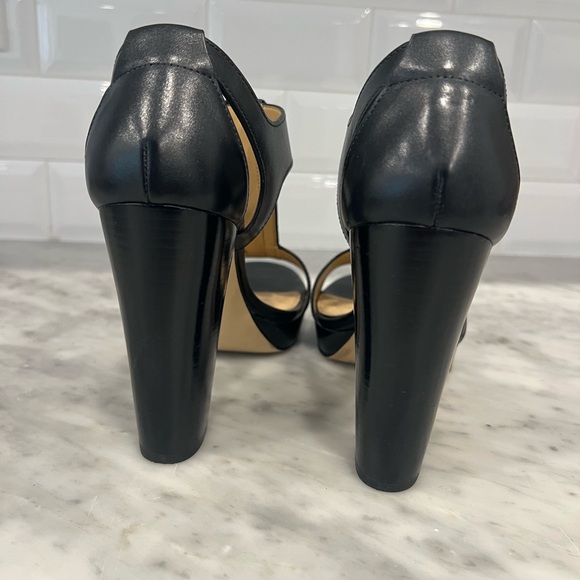 Michael Kors Black Heeled Sandals with Gold Zipper Accent Michael Kors Black Heeled Sandals with Gold Zipper Accent